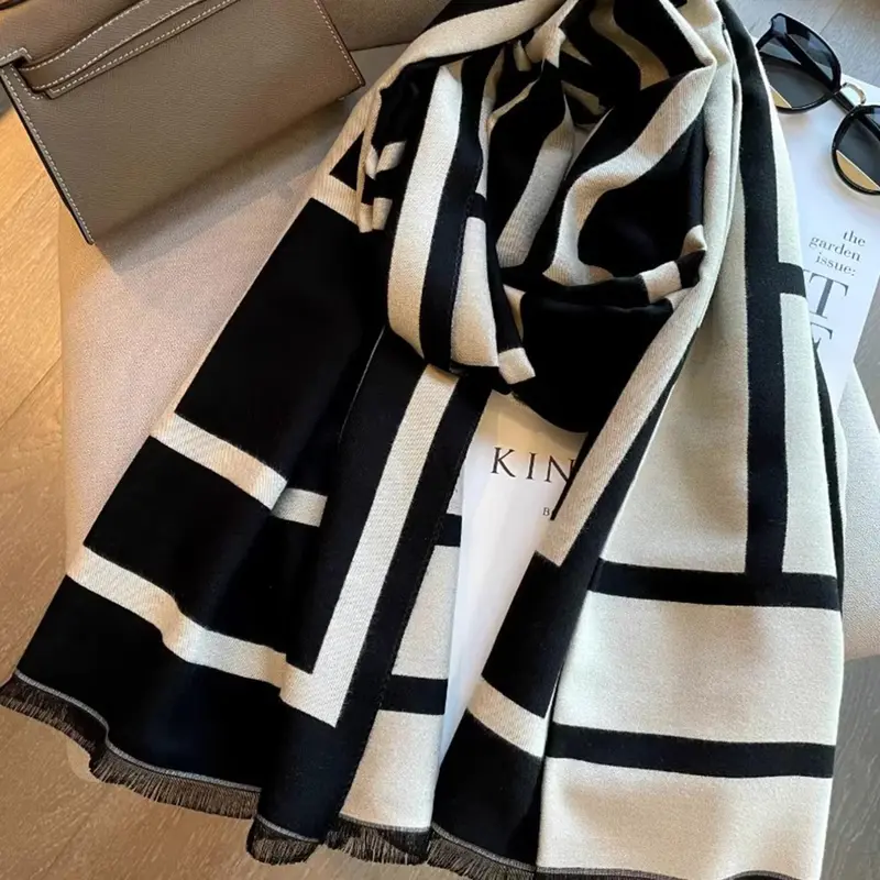 Women's Striped Pattern Scarf, Casual Soft Warm for Fall & Winter, Fashion Accessories for Daily Wear, Casual Fashionable Scarf #GLOBAL PICKS