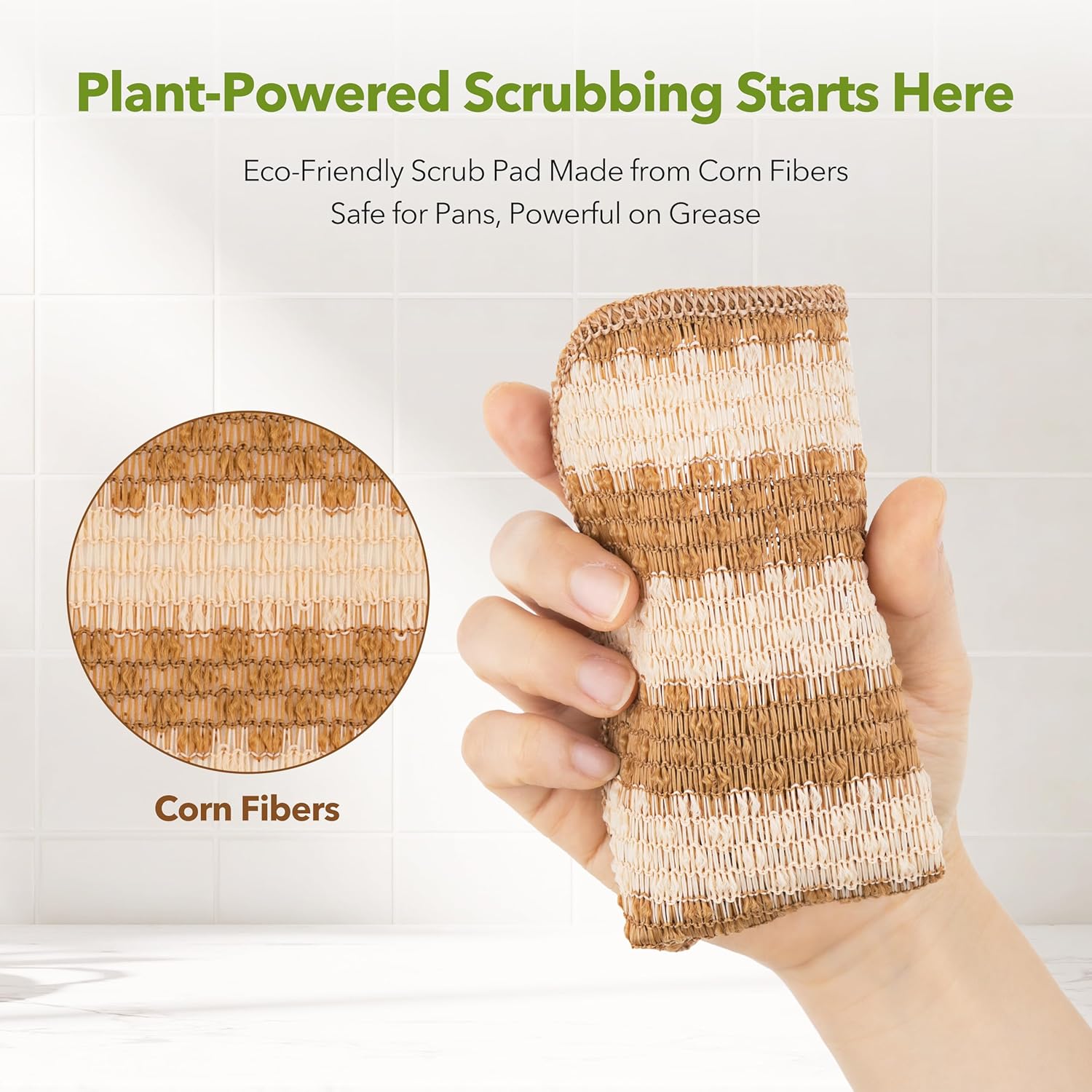 10 count EcoCorn Dish , Dishwashing Mesh Net, Kitchen Scrub Sponges-Biodegradable Corn Fiber, Non-Scratch, Ordor-Free, Microplastic-Free, All Purpose Kitchen & Household Cleaning (10 count)