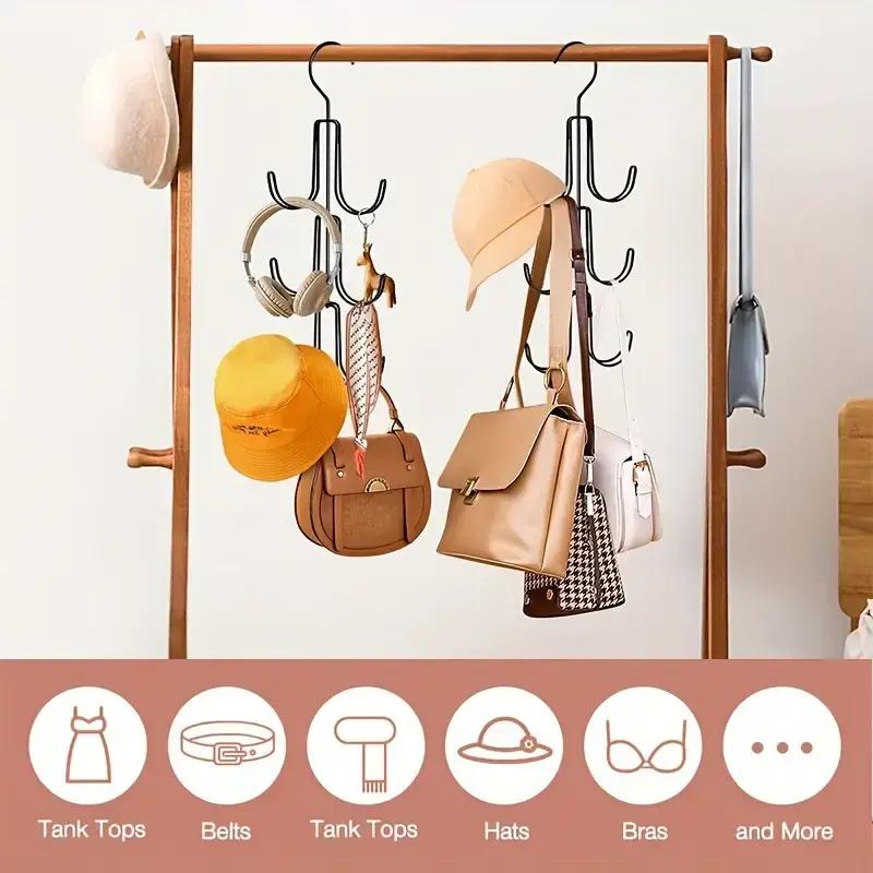Stainless Steel Bag Hanger, 1/2 Counts Multi-layer Bag Storage Rack, Bag Organizer Rack, Space Saving Bag Hanger, Multifunctional Clothes Hanger