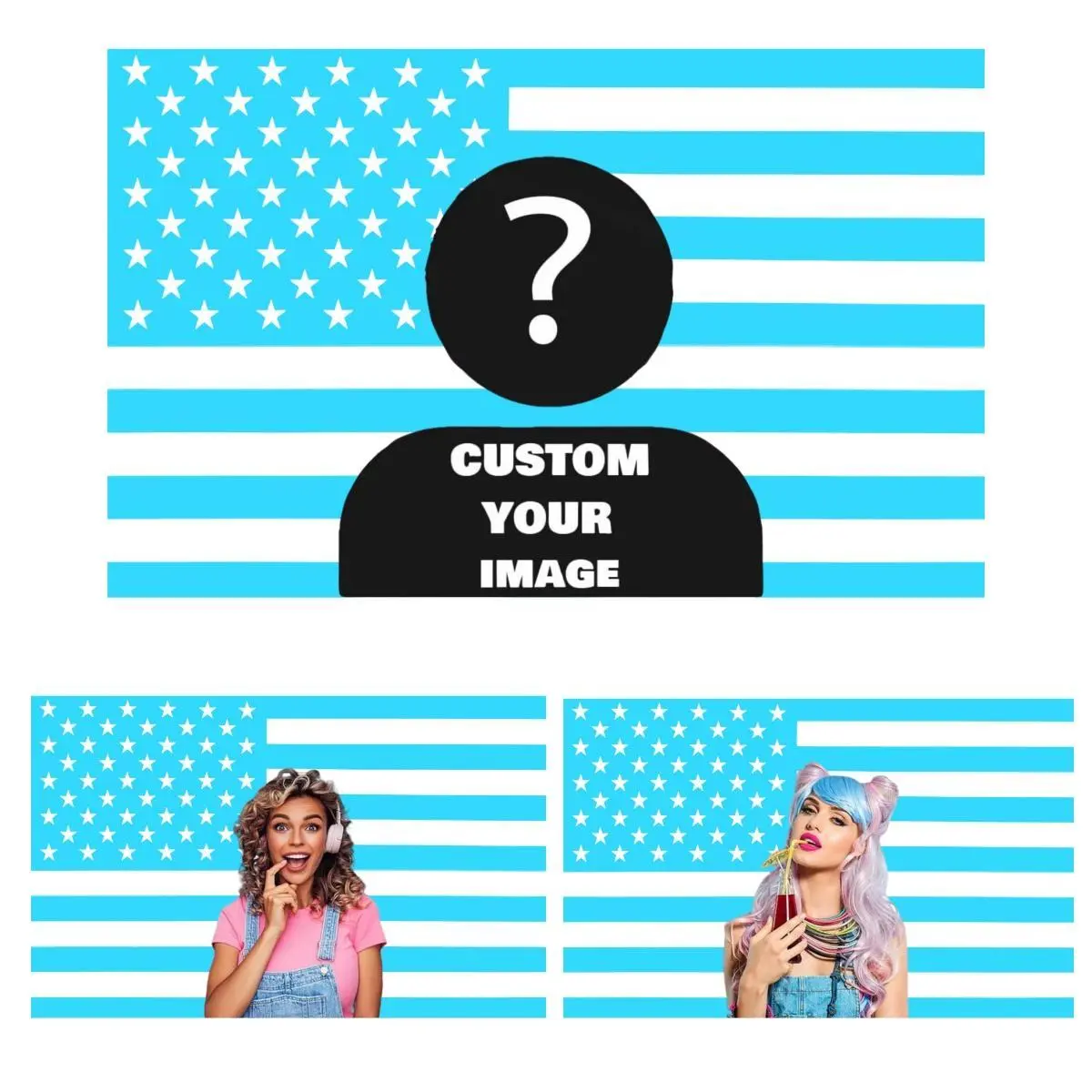 Custom Blue America Flag 40x60 inch Anti-Fading Custom image Flag Design Your Image Funny Flags for Outdoors Living Room Bedroom Wishing Banner Super Bowl Party Decor