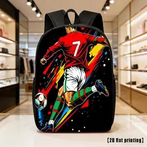 Cristiano Ronaldo Portugal No.7 Dynamic Color Splash Soccer Print Backpack Street Sport Football 600D Oxford 2D Flat Printing Lightweight Laptop Bag Padded Straps For Football Sports Fans Teens School Daily Travel Carry