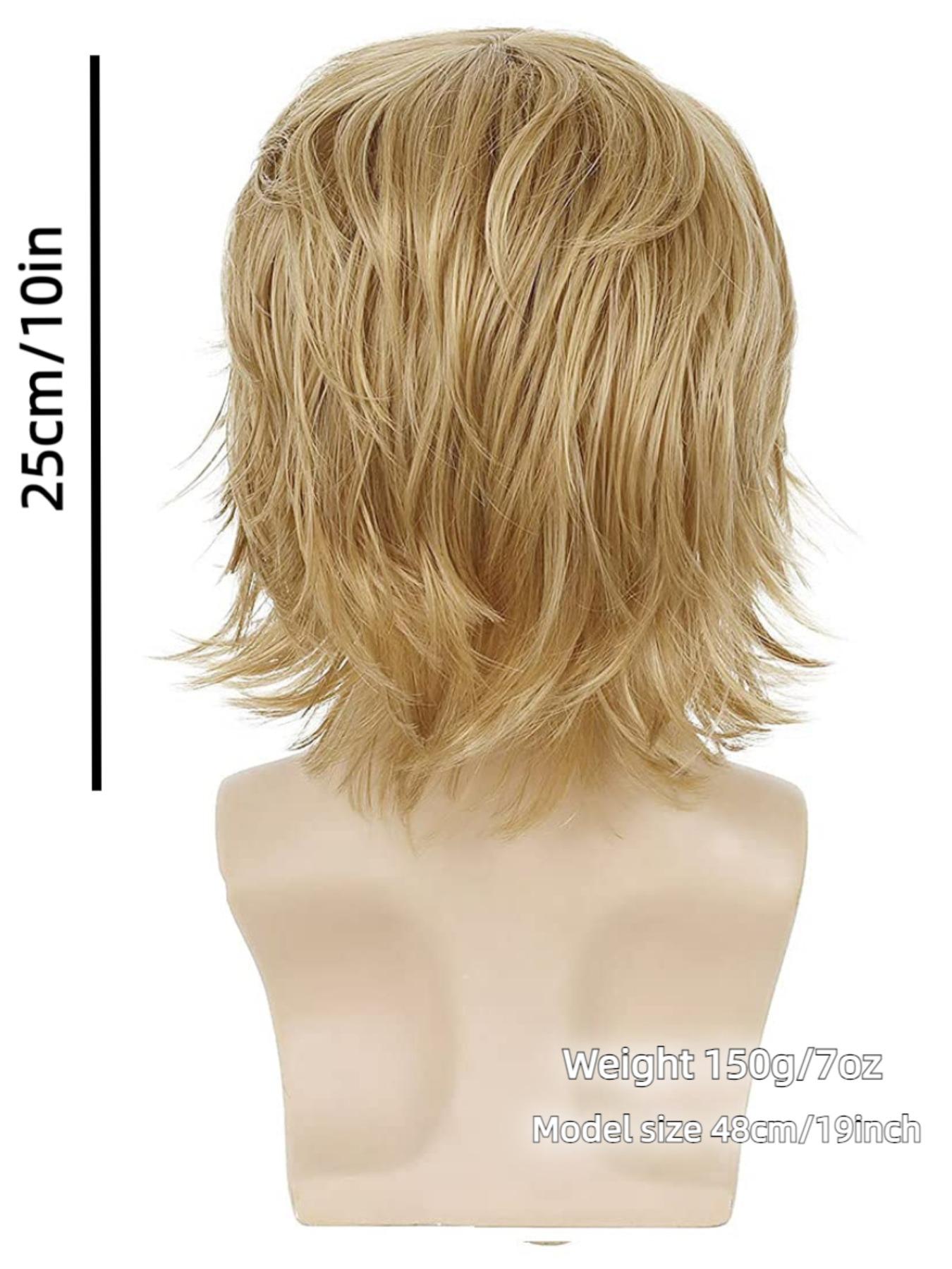 Men's 10inch Short Straight Layered Wig, Fashion Wig, Natural Fluffy Heat Resistant Wigs with Bangs, Synthetic Full Machine Wigs for Party, Daily Hairstyle Ideas