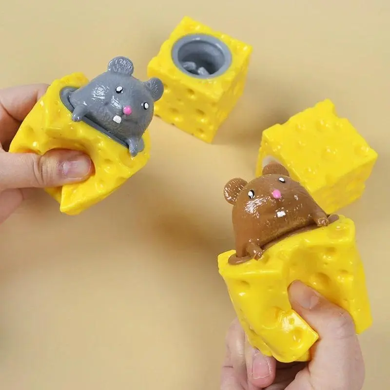 Mouse Squishy Toy Cheese Stress Ball Squishy Rat Squeeze Cheese Fidgets Squishy Mice Toy Stress Novelty Toy for People Best Gift