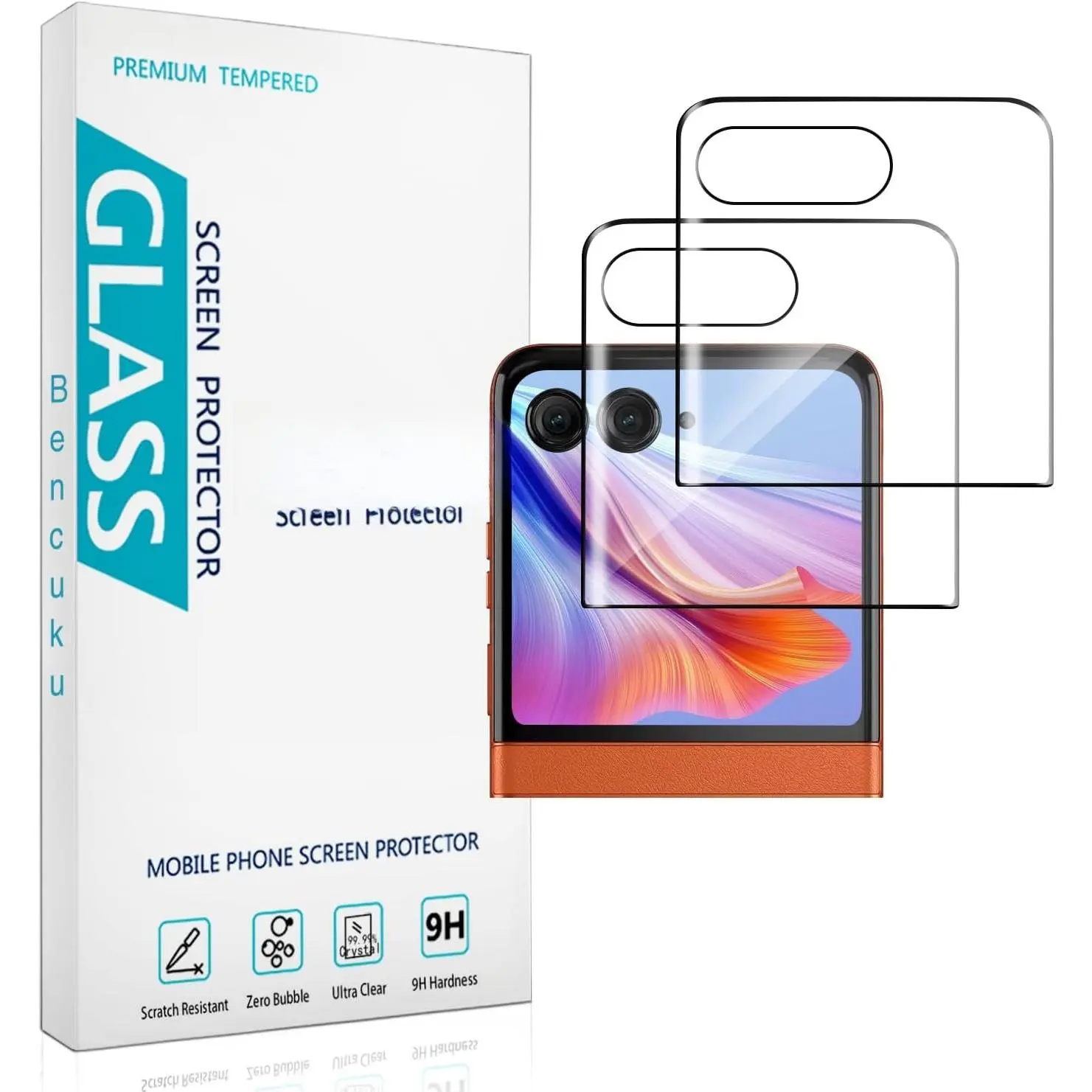 2 Pack Designed for   Razr 2025/2024 Front Screen Protector, Full Cover Tempered Glass, Anti Scratch Bubble Free
