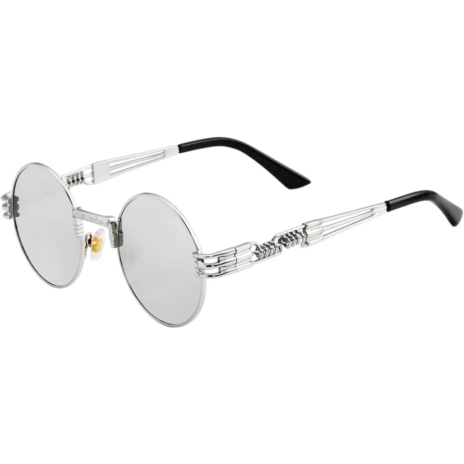 Round Sunglasses for Women Men Hippie Glasses Retro Metal Frame Sun Glasses UV 400 Protection