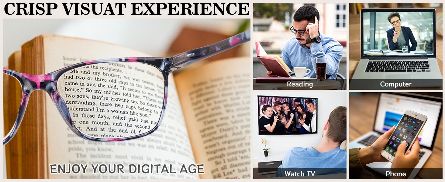 Progressive Multifocus Reading Glasses Blue Light Blocking,Spring Hinge Readers for Women Men (Mix Color, 3.50, multiplier_x)