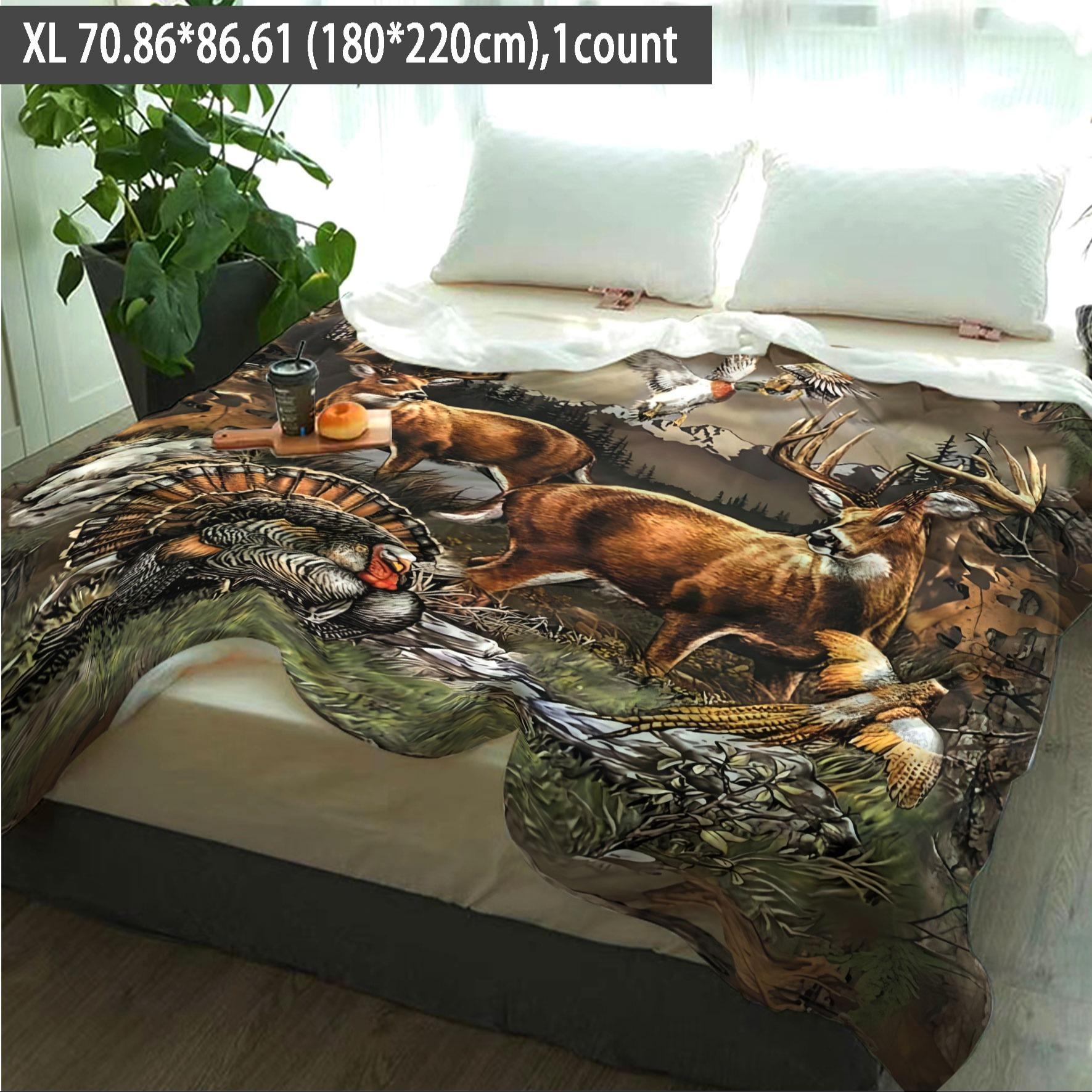 Animal Print Soft Blanket, 1 Count/2 Counts Multi-purpose Throw Blanket, Multifunctional Blanket, Air-conditioned Room Blanket, Warm Nap Blanket for Home Office Travel Camping