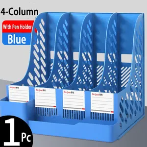 Desktop File Organizer with 4 Compartments, PP Material, Detachable Design, Space-Saving Office Supply, Document Sorting Storage Box, Desktop Organizer