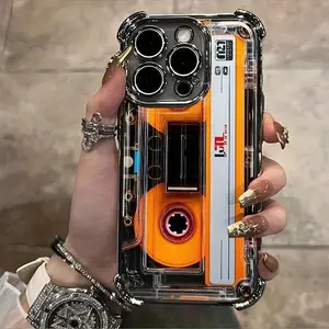 Hot Retro Cassette Pattern Silicone Soft Phone Cases for iPhone 17 Air 16 15 14 13 12 11 Pro Max Plus  & Samsung S26 S25 S24 S23 S22 Plus Ultra Clear TPU Shockproof Protective Cover Gift For Birthday Thanksgiving Christmas Halloween