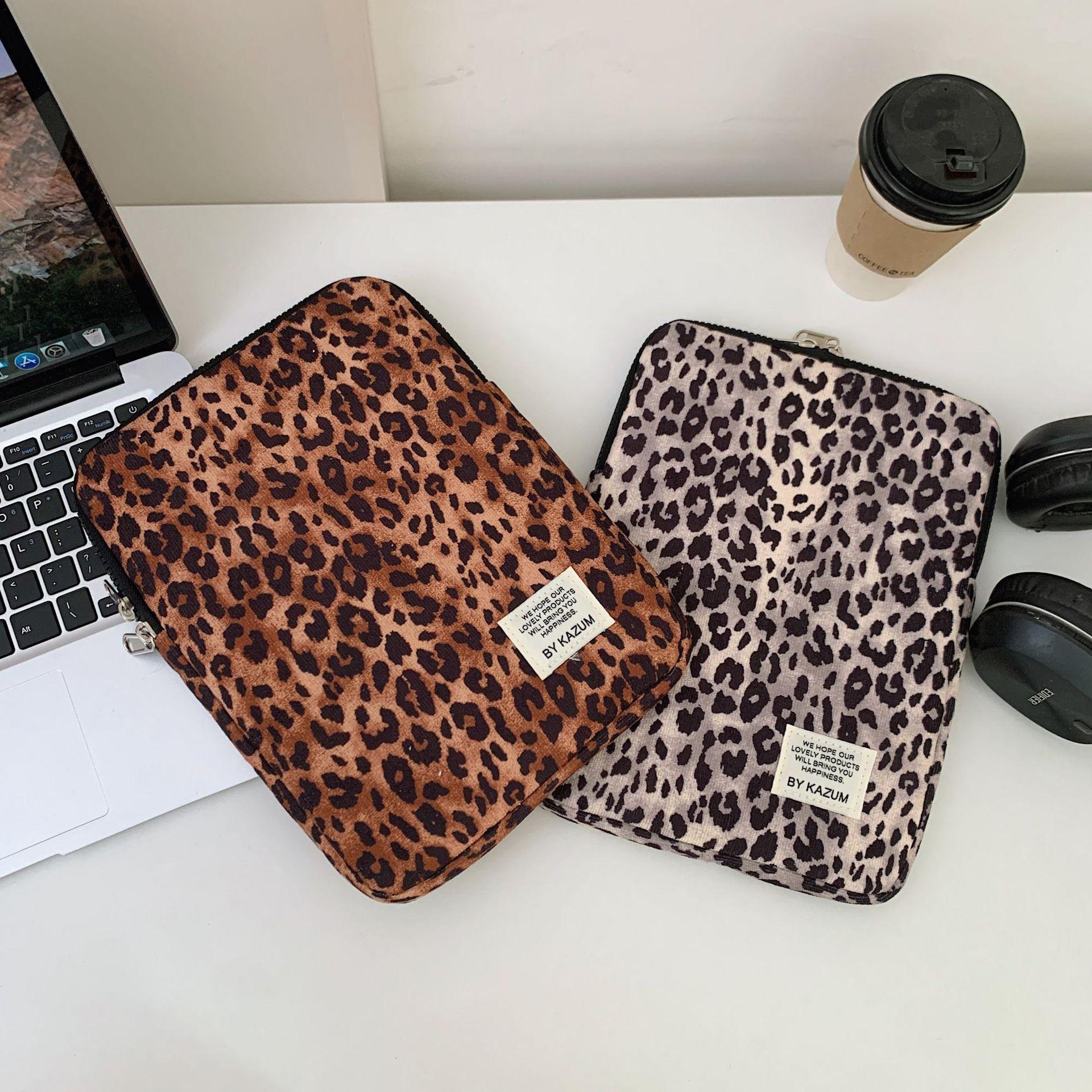 Leopard Print Laptop Sleeve For Ipad Air6 Pro11 Macbook Air13.3 13.6 Pro14 15 Dell Huawei Samsung 15.6 16 Inch Shockproof Bag