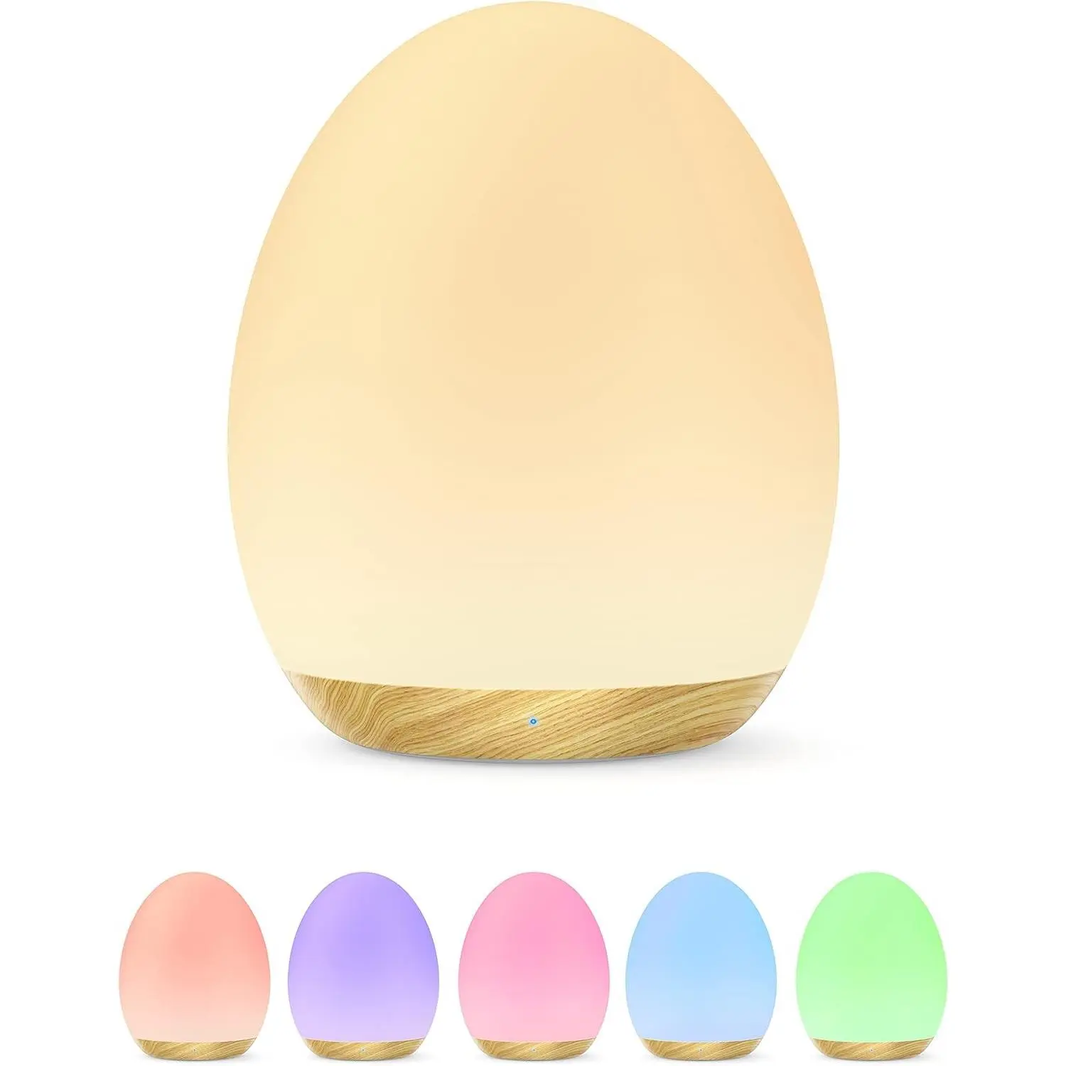 Night Light for Kids, Baby Egg Light with 7 Colors Changing Mode & Stepless Dimming, Nursery Night Lamp BPA Free,Rechargeable Egg Night Light for Breastfeeding 1h Timer & Touch Control, Wood