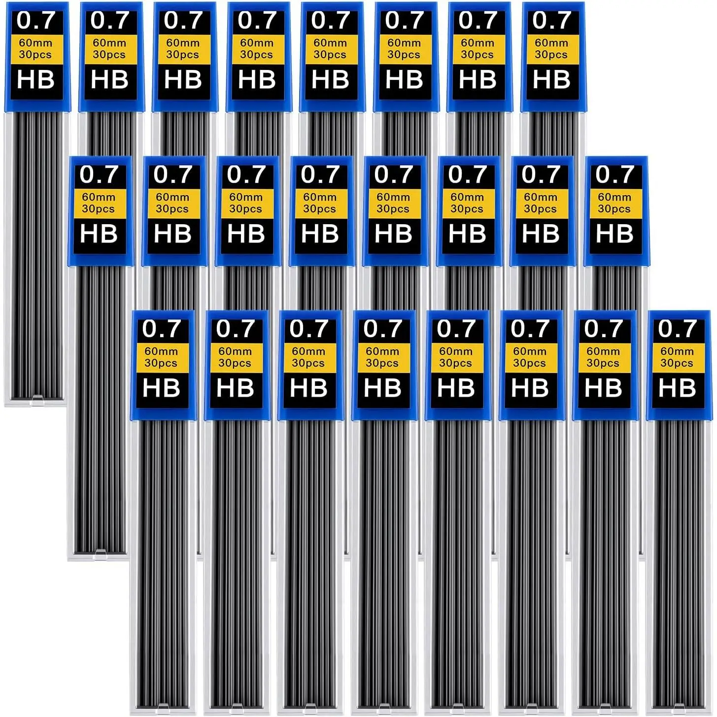 720 count 0.7 mm Lead Refills, Mechanical Pencil Lead HB | Break Resistant Pencil Refills, Black, 24 Tubes, 30 count per Tube. Smooth, Reliable Writing. Compact & Portable.