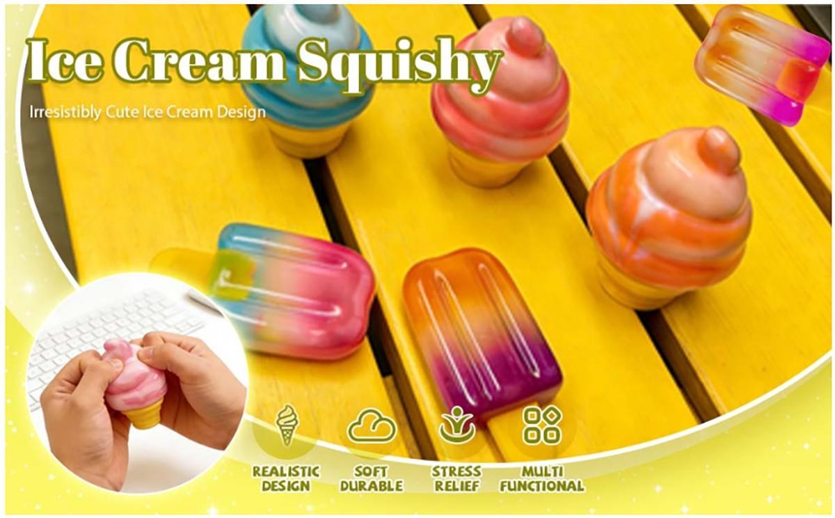 Ice Cream Squishy – Adorable Slow-Rebound Sensory Stress Ball for Anxiety Relief, Birthday Gift & Summer Sensory Toy for Anxiety Relief Everyone,Birthday Gift
