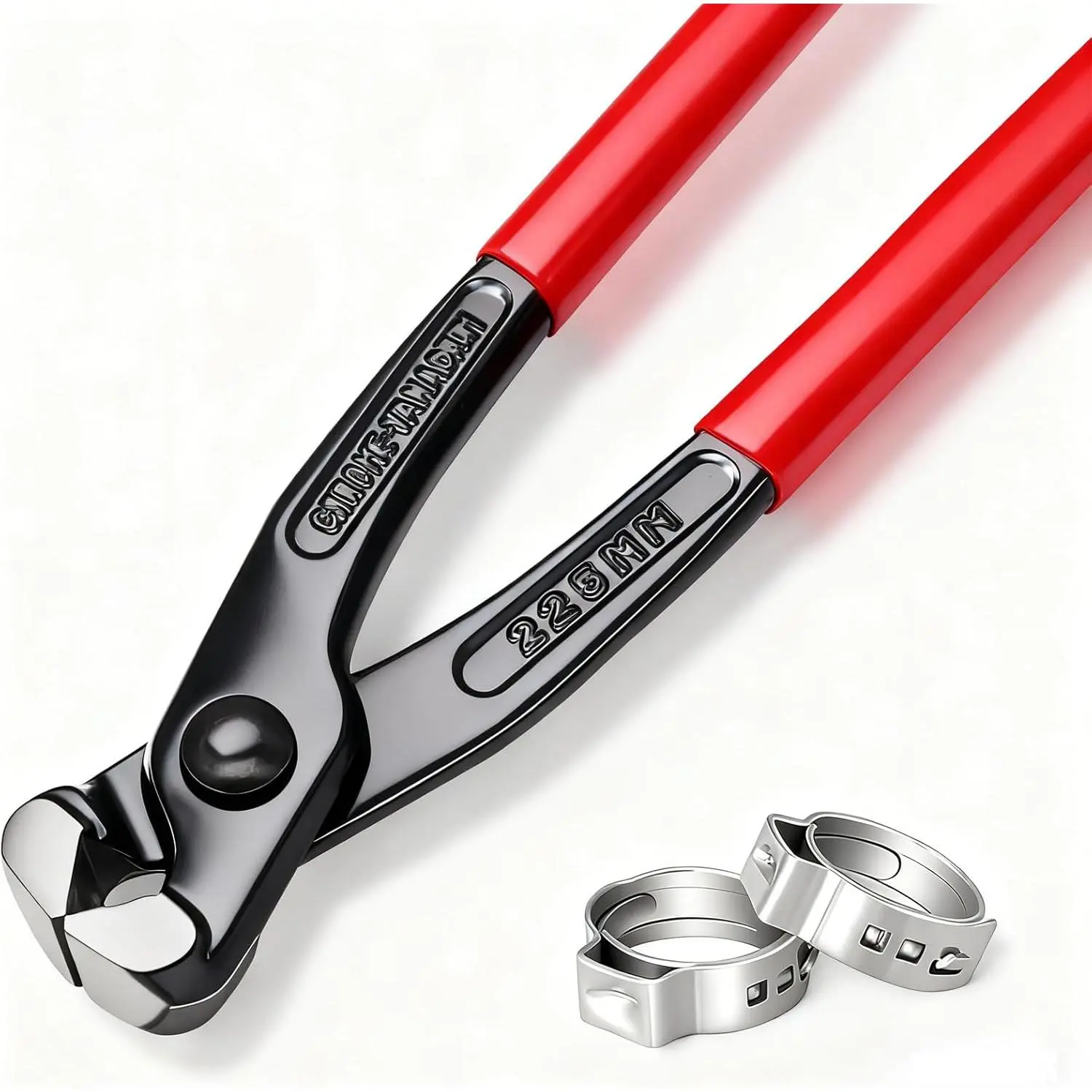 9 Inch Ear Clamp Pliers Carbon Steel Hose Clamp Crimping Tool, Multi-Function Pinch Pliers for Clamp Installation Removal Nail Puller for Pipe & Fuel Line Repair