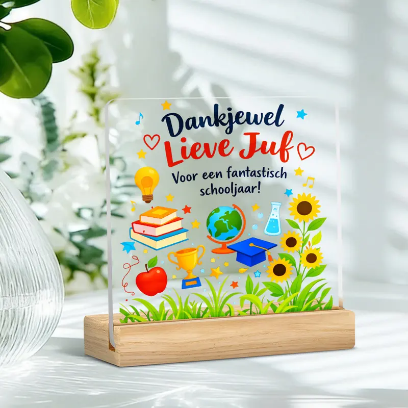 2D Flat, 1pc Teacher Thank You Plaque - Acrylic Irregular-Shaped Gift Suitable for Teachers Appreciation Day, End of School, Christmas, Valentine', Thanksgiving Decorations with English Message for Desk Display for or School Office Decor