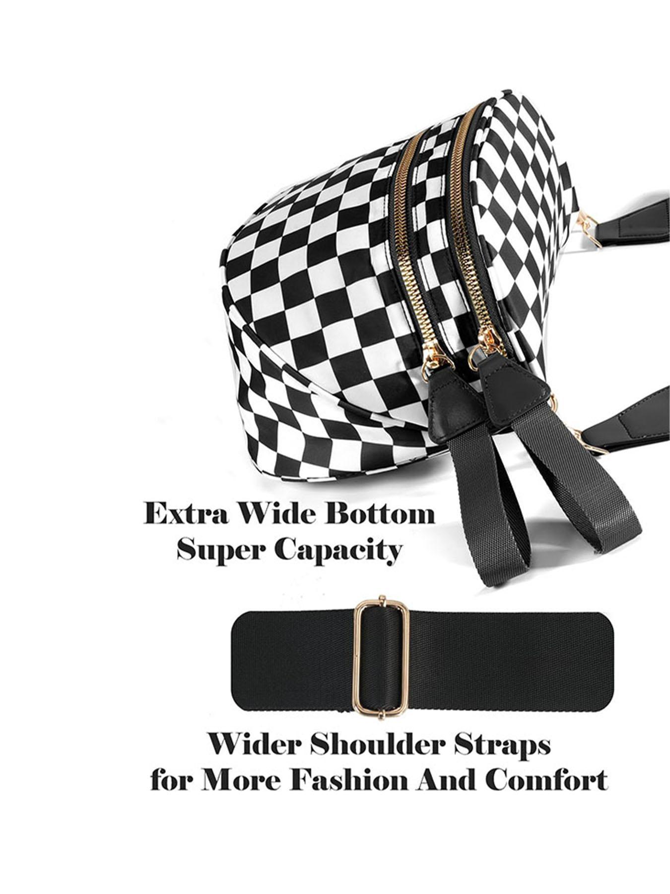 Fashionable Checkerboard Pattern Crossbody Bag, Casual Versatile Zipper Shoulder Bag for Women, Trendy All-match Commuter Bag for Daily Used