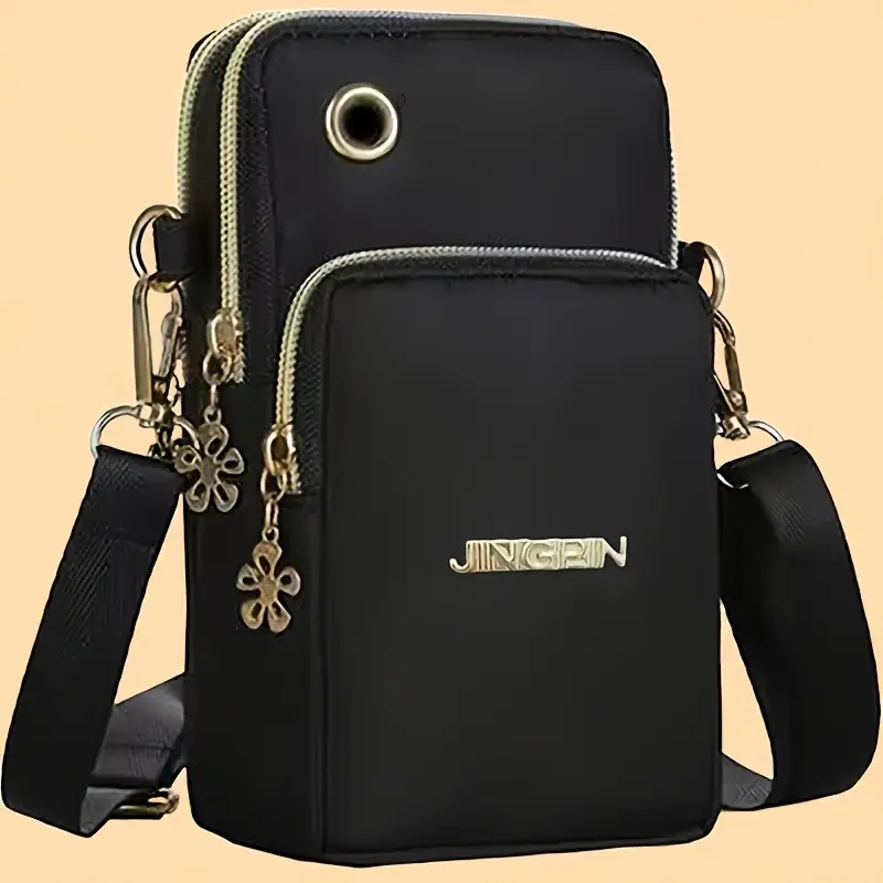Lightweight Nylon Messenger Bag, Adjustable Crossbody Strap, Handbag, Zip Closure, Polyester Lining, Casual, Travel & Daily Use