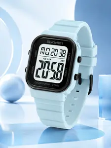 Skmei Macaron Color Electronic Watch, Retro Square Lightweight Digital Sports Watch, El Light, Countdown Alarm, 50m Waterproof, Unisex Casual
