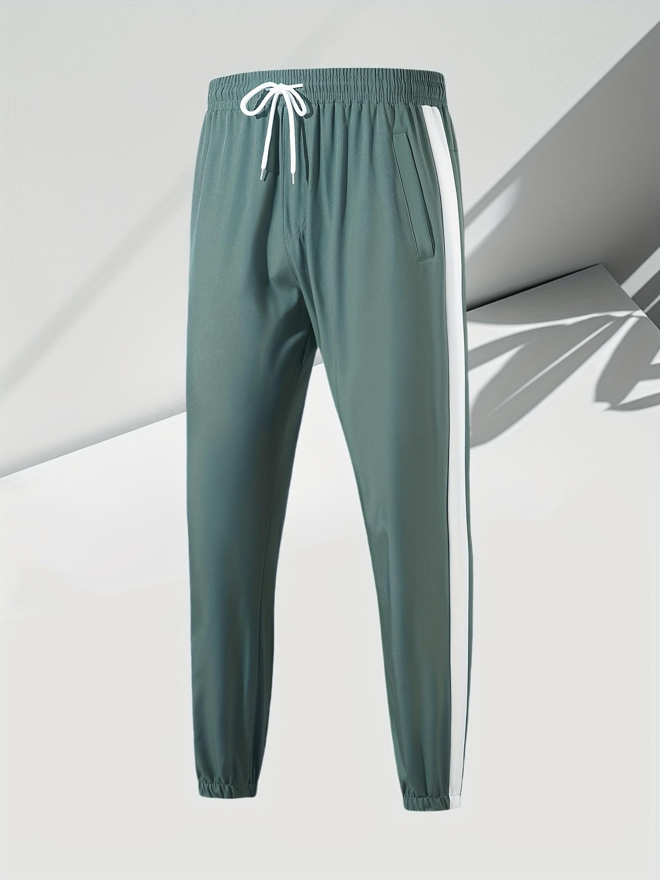 Men's casual two-piece set, stylish contrasting zipper hooded jacket, breathable solid color drawstring pants