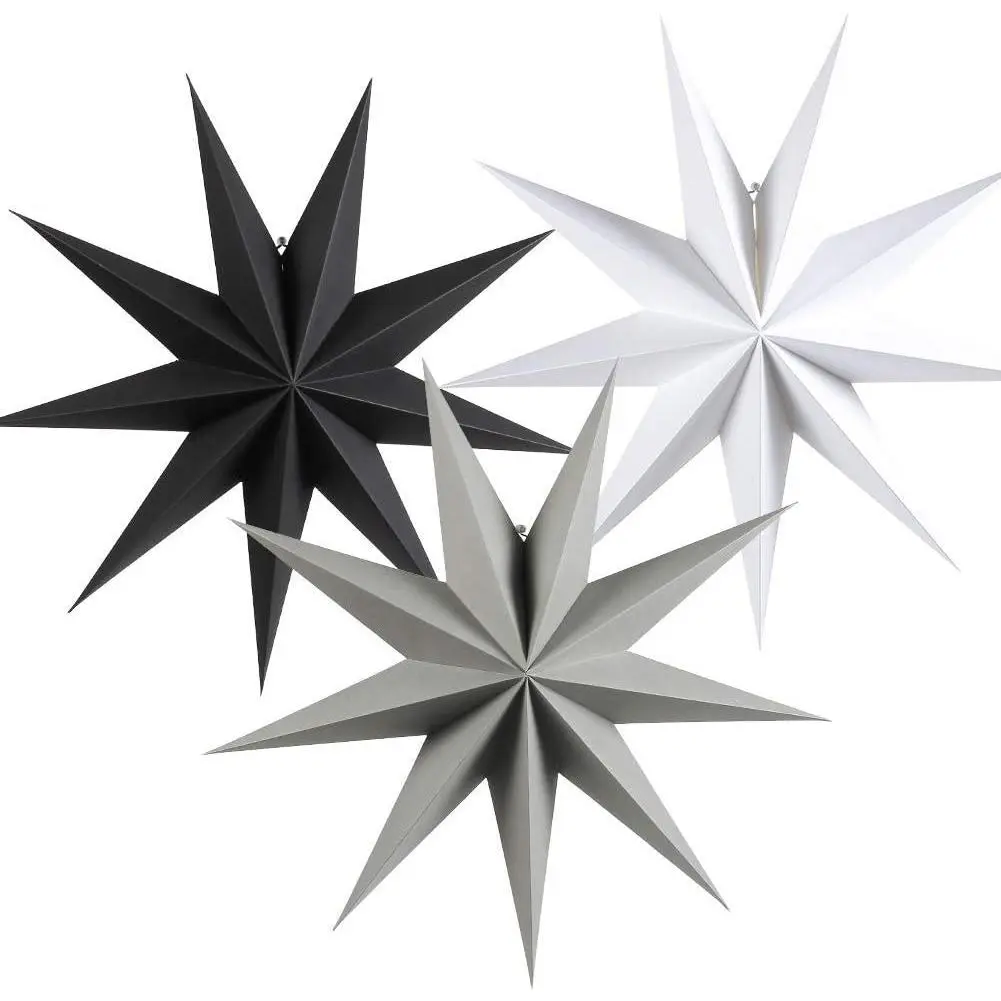 3 count 12" Paper  Ornament - Grey, Black, White - Wedding, Christmas, Birthday -   Decorations for  Decor & Party Celebration | ,Thick Paper,Collapsible for Wedding,Christmas Holiday,Bedroom Decor,Birthday Party Celebration &  Decoration