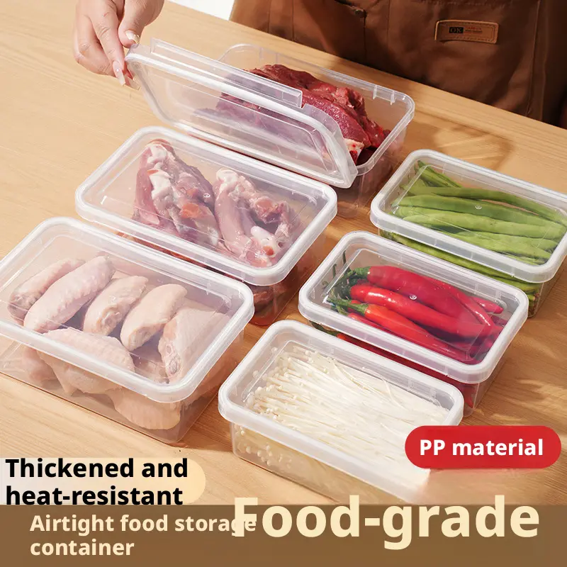 Food-grade PP sealed storage box, refrigerator organizer, transparent freezer portioning box, thickened and high-temperature resistant kitchen storage