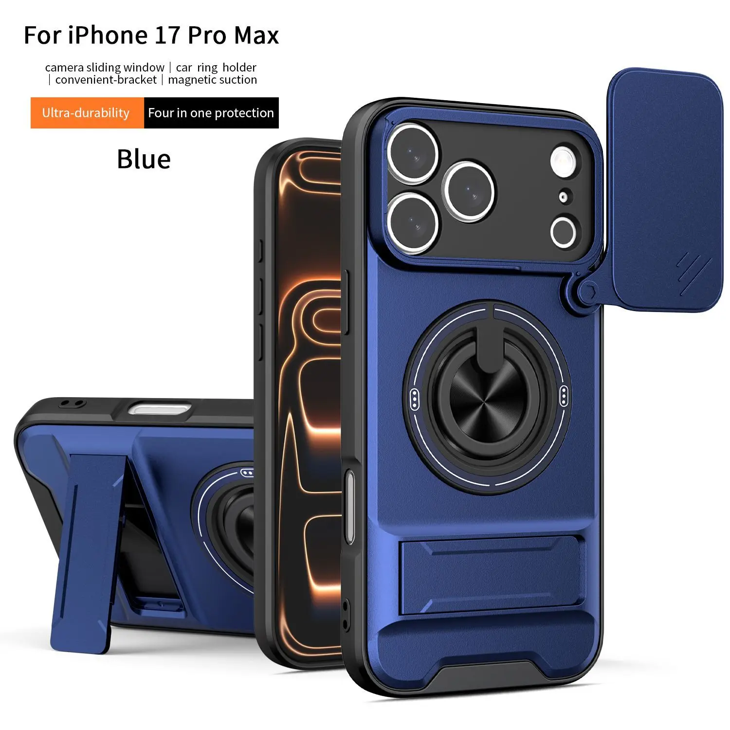 Tactical Cyberpunk Phone Case, Geometric Plastic Armor with Slide Camera Cover, Foldable Magnetic Metal Ring Kickstand and Car Mount Plate for Heavy-Duty Protection, Tpu, Multi-Layer Drop, Lens Shield, Shock Absorption, Integrated Stand, Mountable, Access
