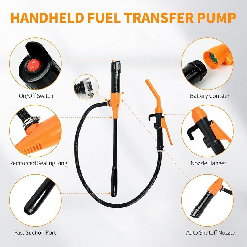 2026 Upgrade Portable Power Battery Pump, Battery Operated Electric Siphon Pump, Gas Pump for Gas Can, Extended Hose Fuel Transfer Pump,  Portable Hand Fuel Pump for Gas, Fuel, Diesel, Water Transfer.