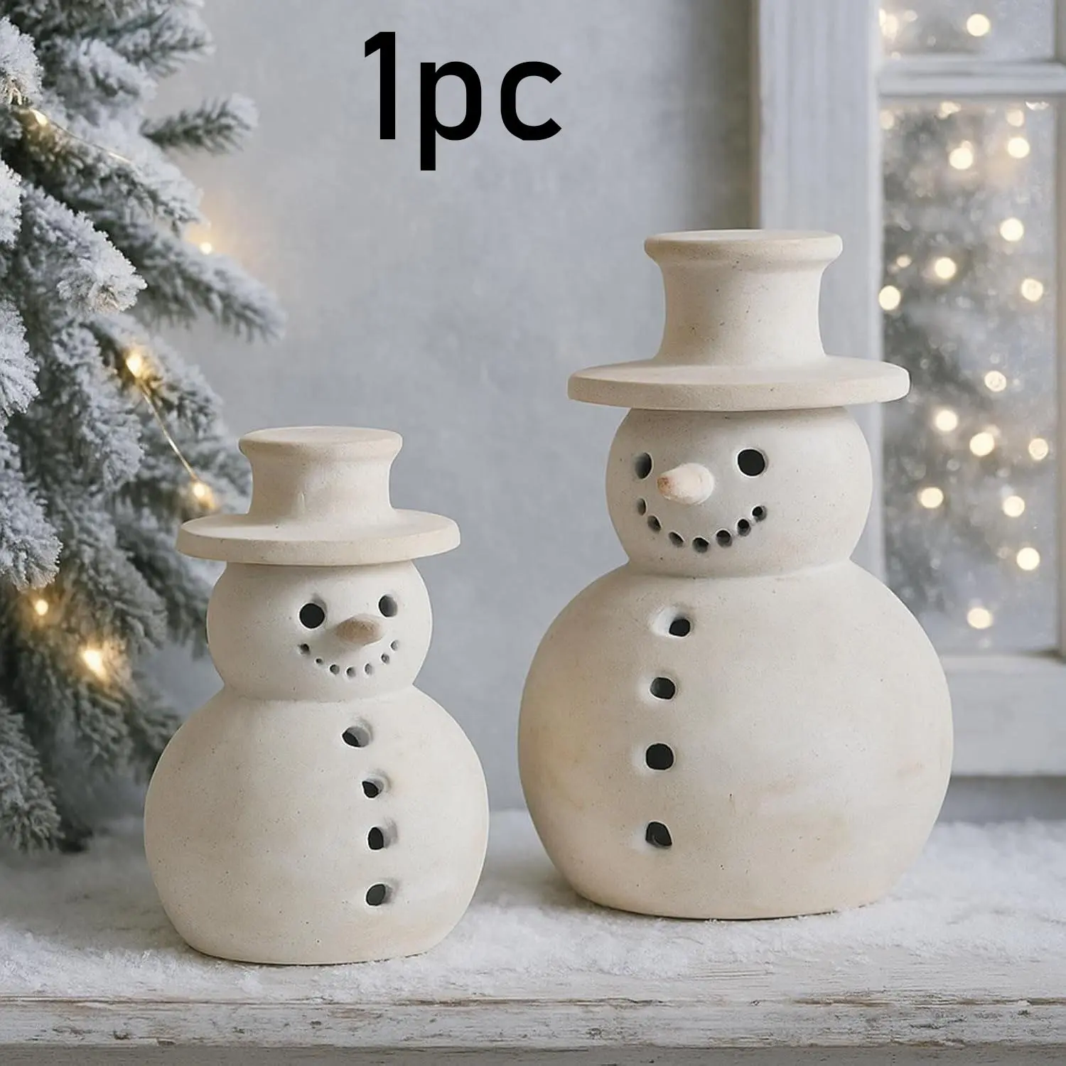 Terracotta Snowman Vintage Resin Christmas Decoration Stand, Festive Holiday Style Ornament, Durable Terracotta Material, Perfect for Home Decor