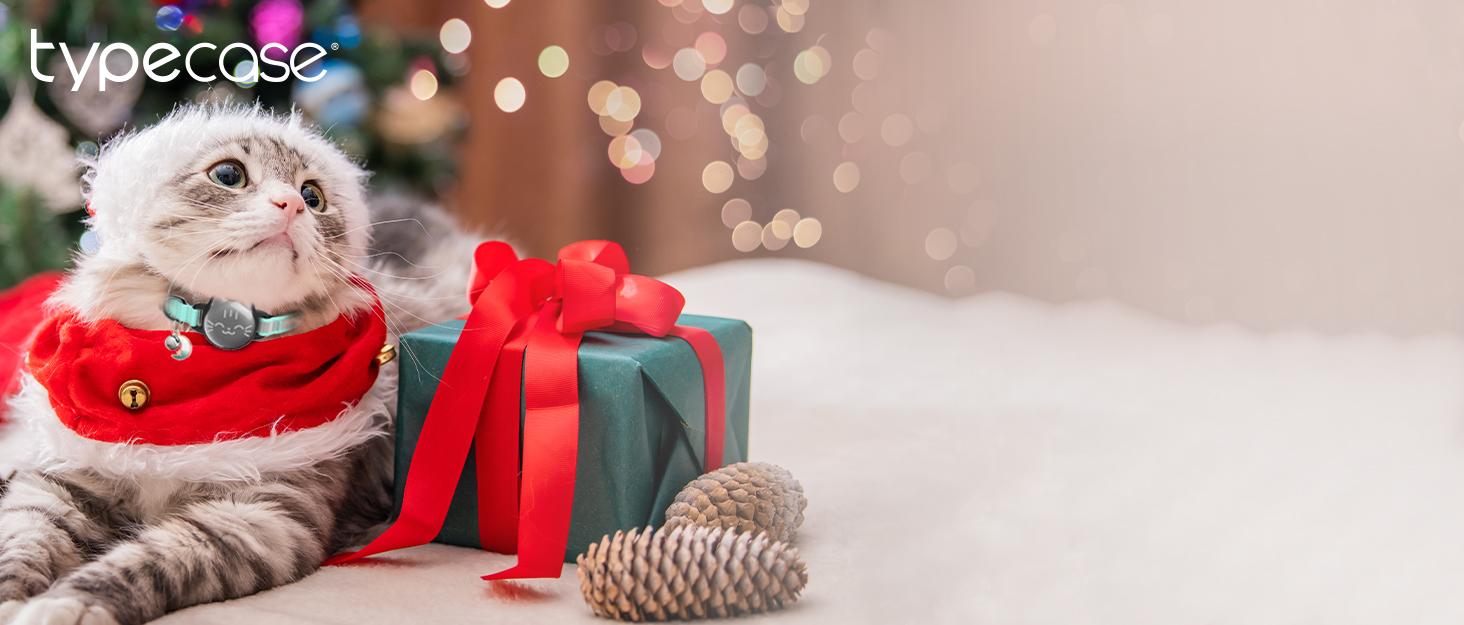 Waterproof Airtag Cat Collar, Breakaway Cat Airtag Collar with Luminous & Reflective Fish Pattern, Lightweight Kitten Collar for Apple Air tag, Hidden GPS Tracker Holder for Cats, Kittens(9-13")