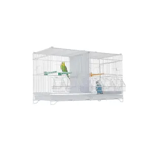 Stackable Bird Cage with 4 Connected Tiers & Ladders, Multi-Level Metal Small Pet Mansion for Parakeets Finches Sugar Gliders, 0.4" Bar Spacing Escape-Proof Breeding Cage with Secure Dual Locks, Rust-Resistant Coated Wire