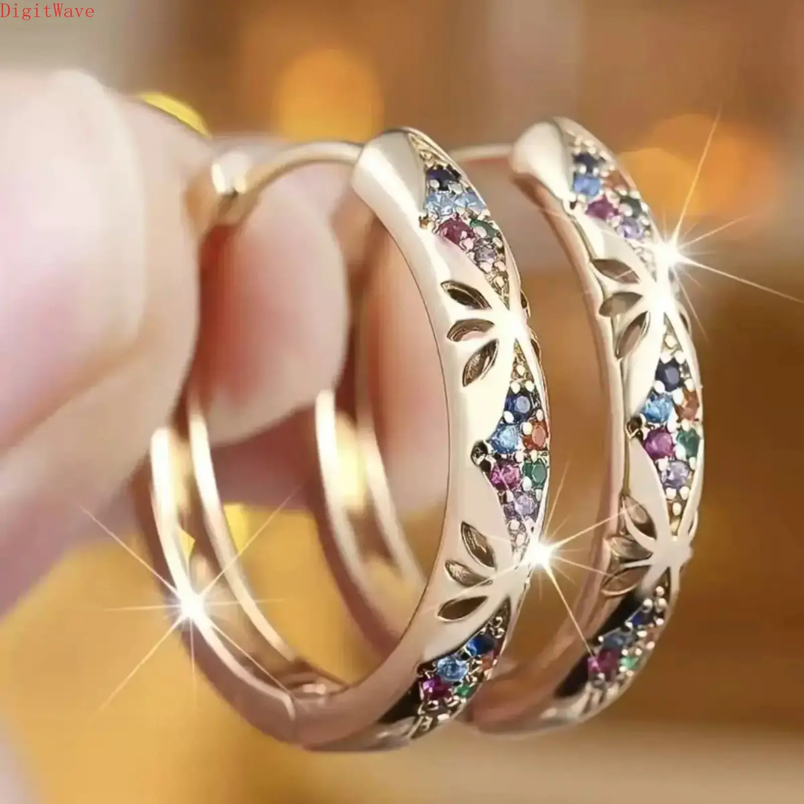 Cubic Zirconia Decorated Hoop Earrings for Women, Sparkly Statement Fashion Jewelry, All‑Match Exquisite Ear Accessories, Ideal Birthday Gift for Daily Outfits, Parties and Special Occasions