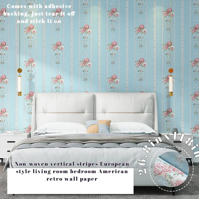 Elegant Self-Adhesive Wallpaper for Bedroom and Living Room, Thick European Style Floral Design, Ideal for TV Background and Home Decor