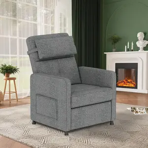 Power Recliner Sofa for Living Room - Adjustable Electric Reclining Chair - Padded Armrests, USB Charging Port, Side Pockets - Comfortable Home Theater Seating for Adults, Bedroom, Lounge - White/Brown/Gray