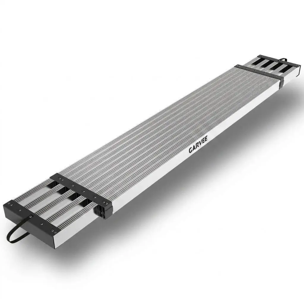 Adjustable Telescoping Aluminum Work Plank with Anti-Slip Surface and 440 lb Capacity, Ideal for Scaffold Platforms and Ladder Accessories, Available in Lengths from 6 to 15 ft, Featuring Portable and Heavy Duty Options