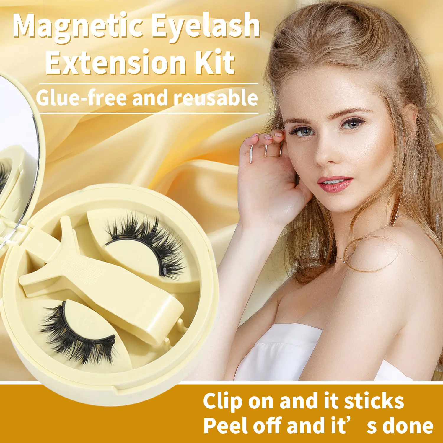 Premium Magnetic Lash Kit With Portable All-In-One Case Reusable Glue-Free Natural Full Volume Style For Effortless Makeup