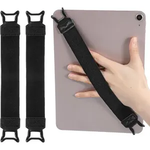 2 count Tablet Hand Strap, tablet strap, Elastic Tablets Grip for Readers with Buckle, 7.6-11 Inch Devices, Black