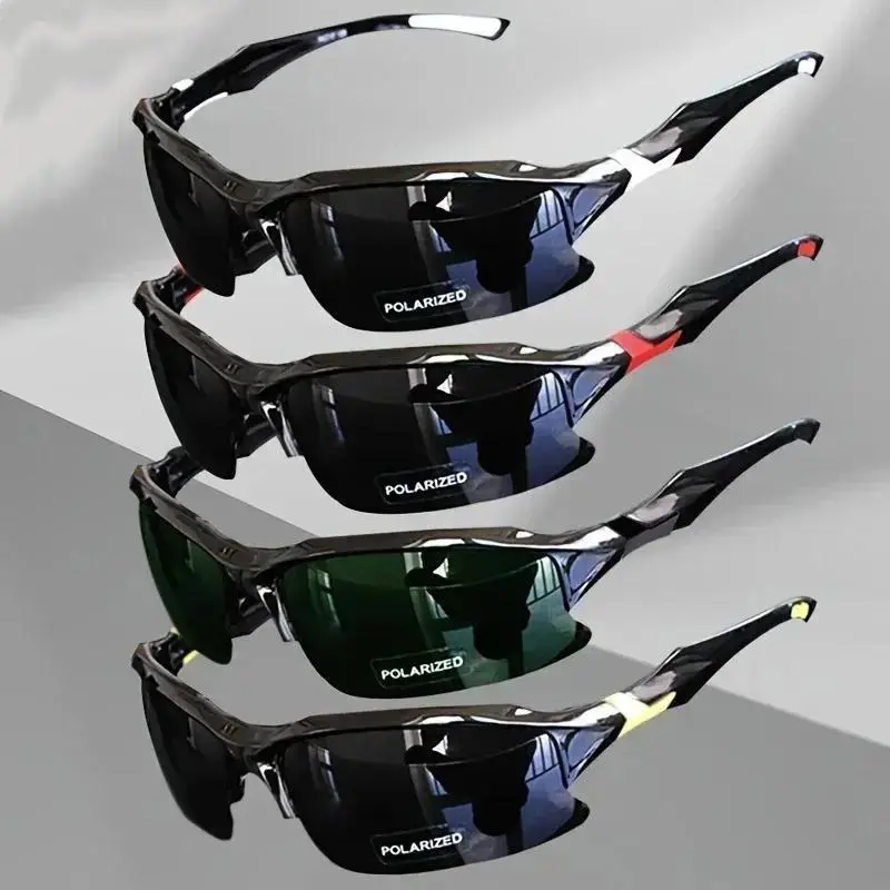 Men's 4-Packs Rimless Polarized Nylon Sports Sunglasses - Lightweight, Windproof, Broad Spectrum UV Protection, Anti-Glare Eyewear with Square/Cat Eye/Oversized Styles, Ideal for Driving, Baseball, Adult Gifts
