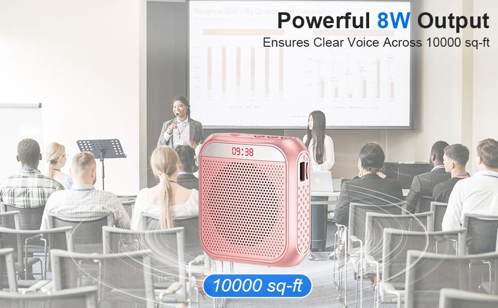 Portable Voice Amplifier for Teachers, 2200mAh Rechargeable Personal Amplifier Mic PA System Headset Microphone with Speaker for Teachers, Training, Meeting, Tour Guide, Yoga, Classroom (Rose)