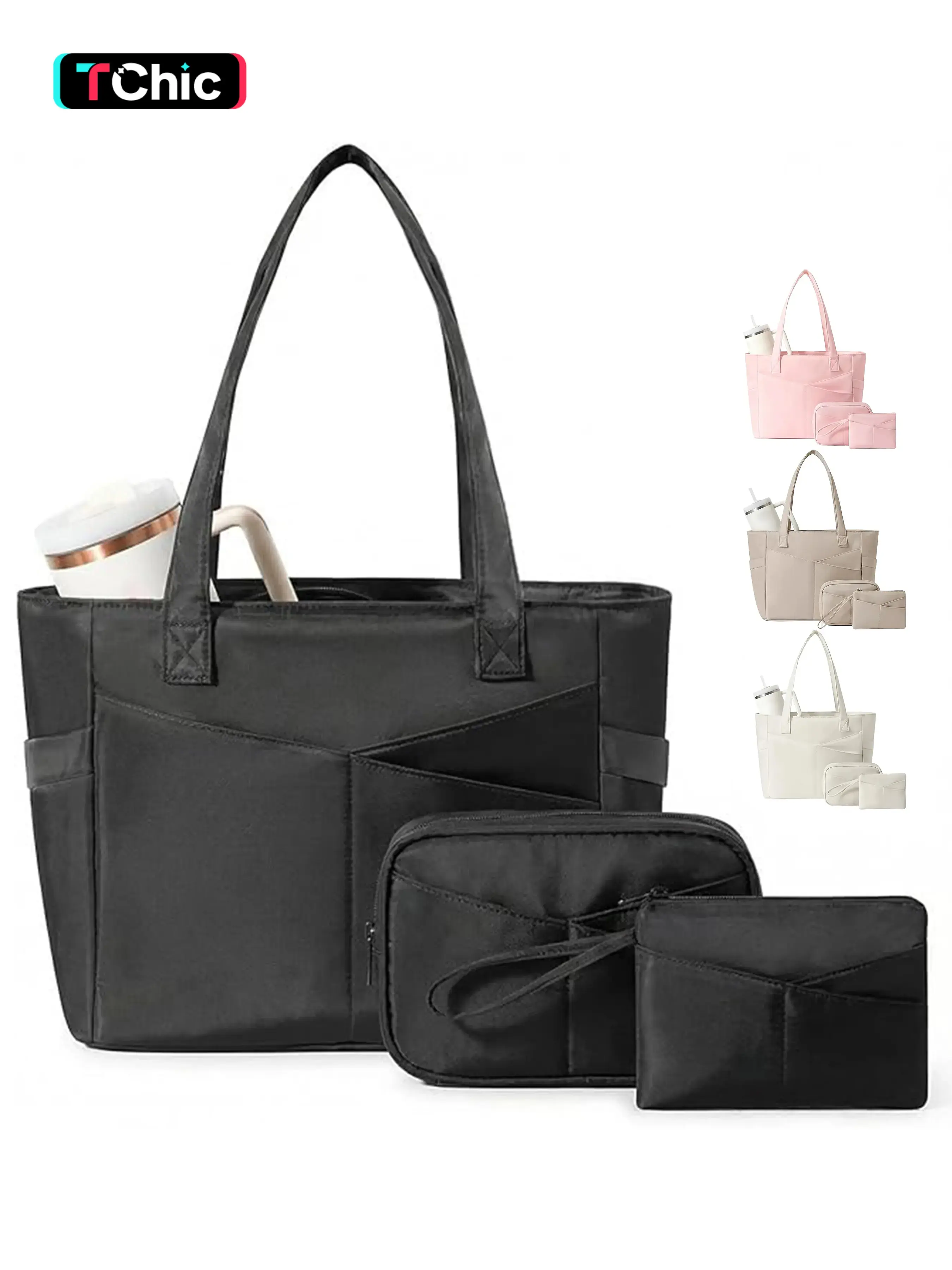 Tote Bag for Women, Travel Essentials Large Tote Bag with Zipper, Top Handle Handbag for Travel, Work, Gym, Casual Shopping Bag, Versatile Bag, Stylish Tote Bag, High Quality Bag