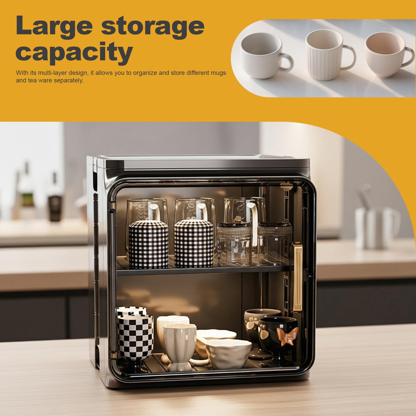 Stackable Plastic Multilayer Dustproof Cup Storage Box Large Capacity Desktop Storage Display Shelf with Doors and Shelves for Office Kitchen Coffee Bars Stackable Plastic Multilayer Dustproof Cup Storage Box Large Capacity Desktop Storage Display Shelf with Doors and Shelves for Office Kitchen Coffee Bars