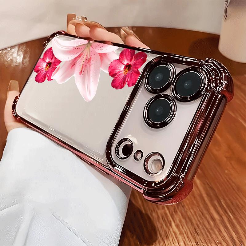 Hibiscus Bloom Case for iPhone 17 Air 16 Pro Max 15 Plus 14 13 12 11 X XS Shockproof Anti-Scratch Soft Silicone Four-corner Thickened Festive Design