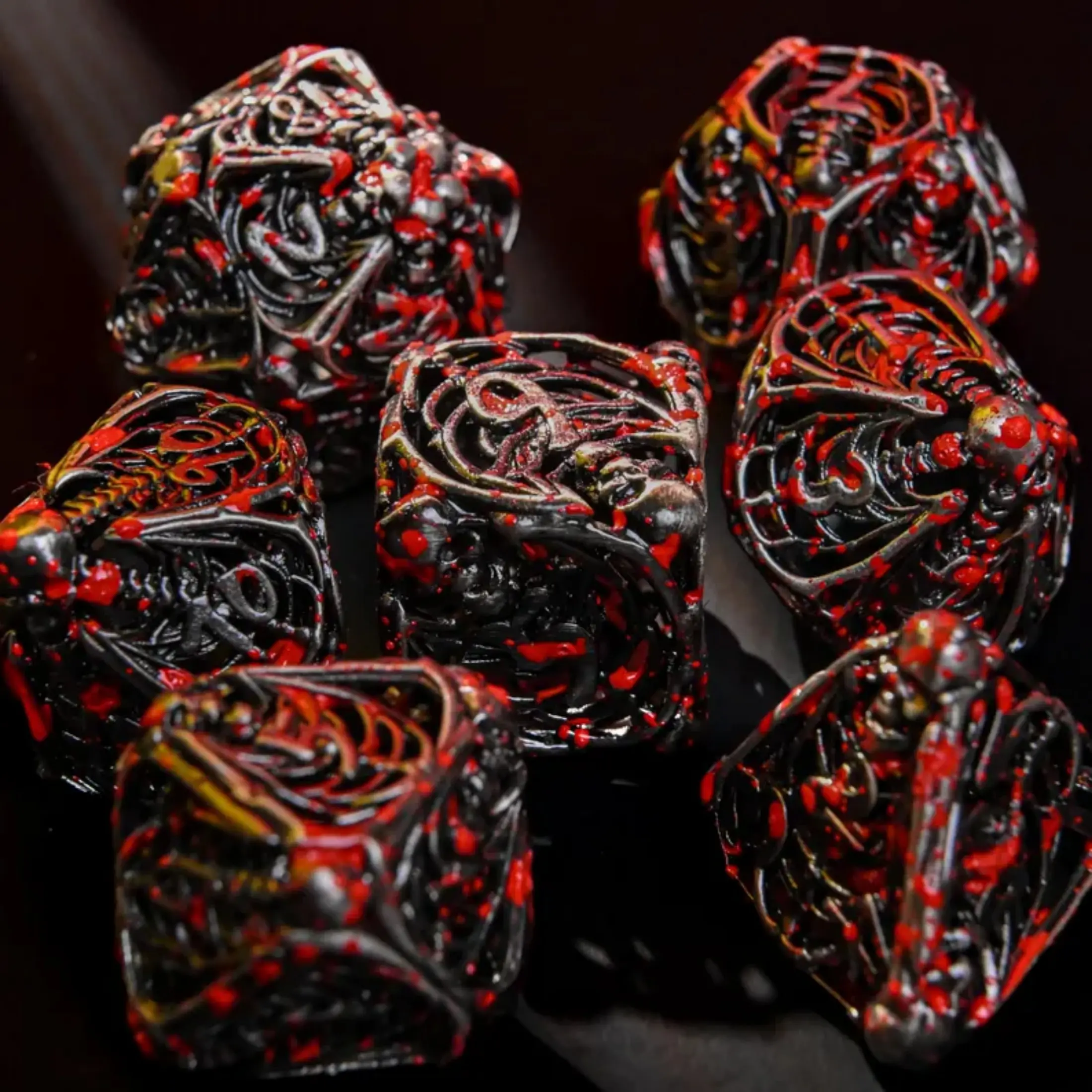 Skull Head Metal Dice Set, 7-Piece Gaming Dungeons & Dragons Dice Set, Desktop Role-Playing Game, Unique Metal Art Dice, D&d Gift