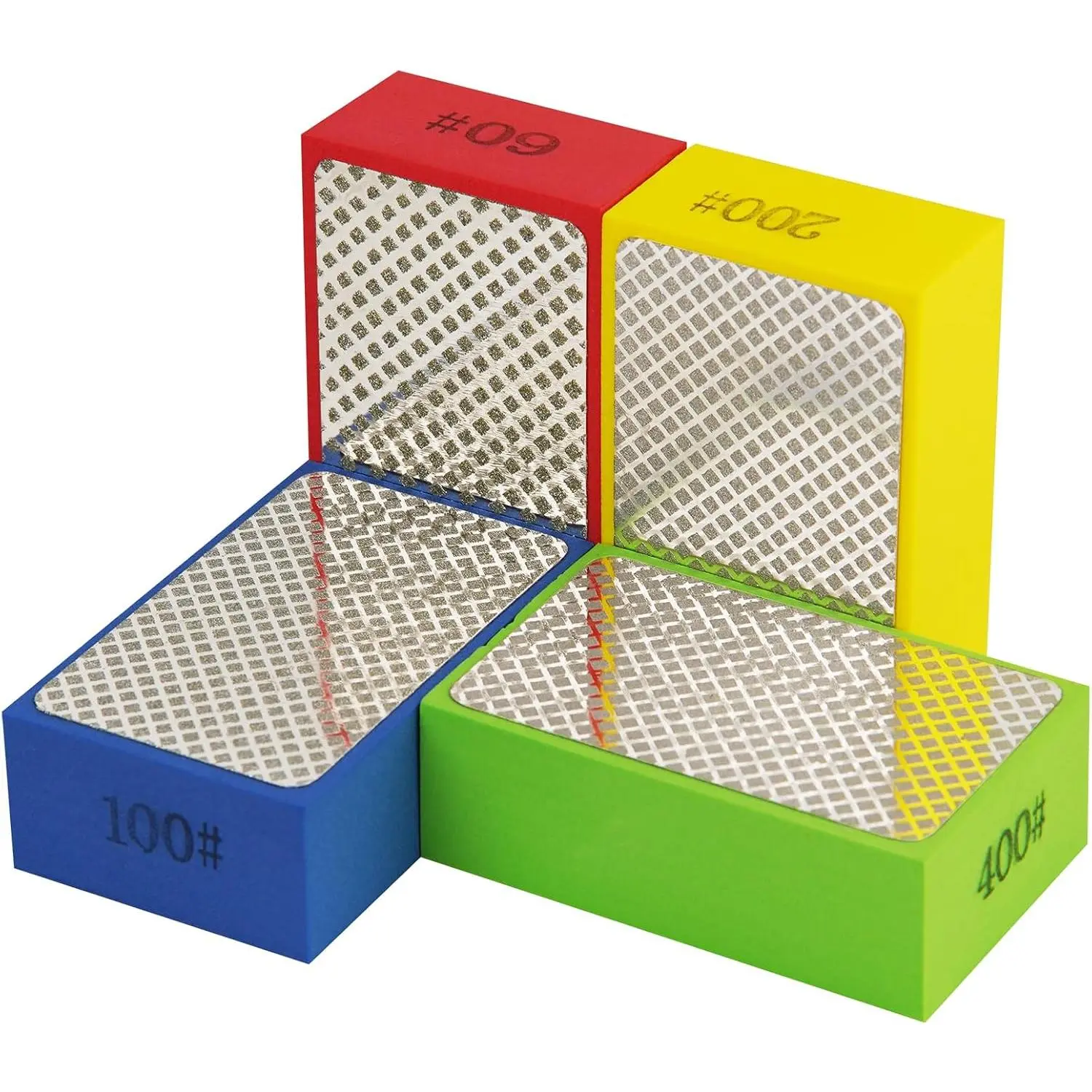 4pcs Sanding Blocks Polishing Pads 60#, 100#, 200#, 400#| Hand Sanding Sponge Pads Tile for Wood Tile