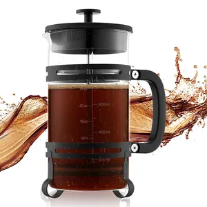 VEVOR French Press Coffee Maker, 34 Ounce 1 Liter Borosilicate Glass Coffee Press Tea Maker with Stainless Steel Filter, Large Glass French Presses Cold Brew for Camping Travel Home Kitchen, Silver
