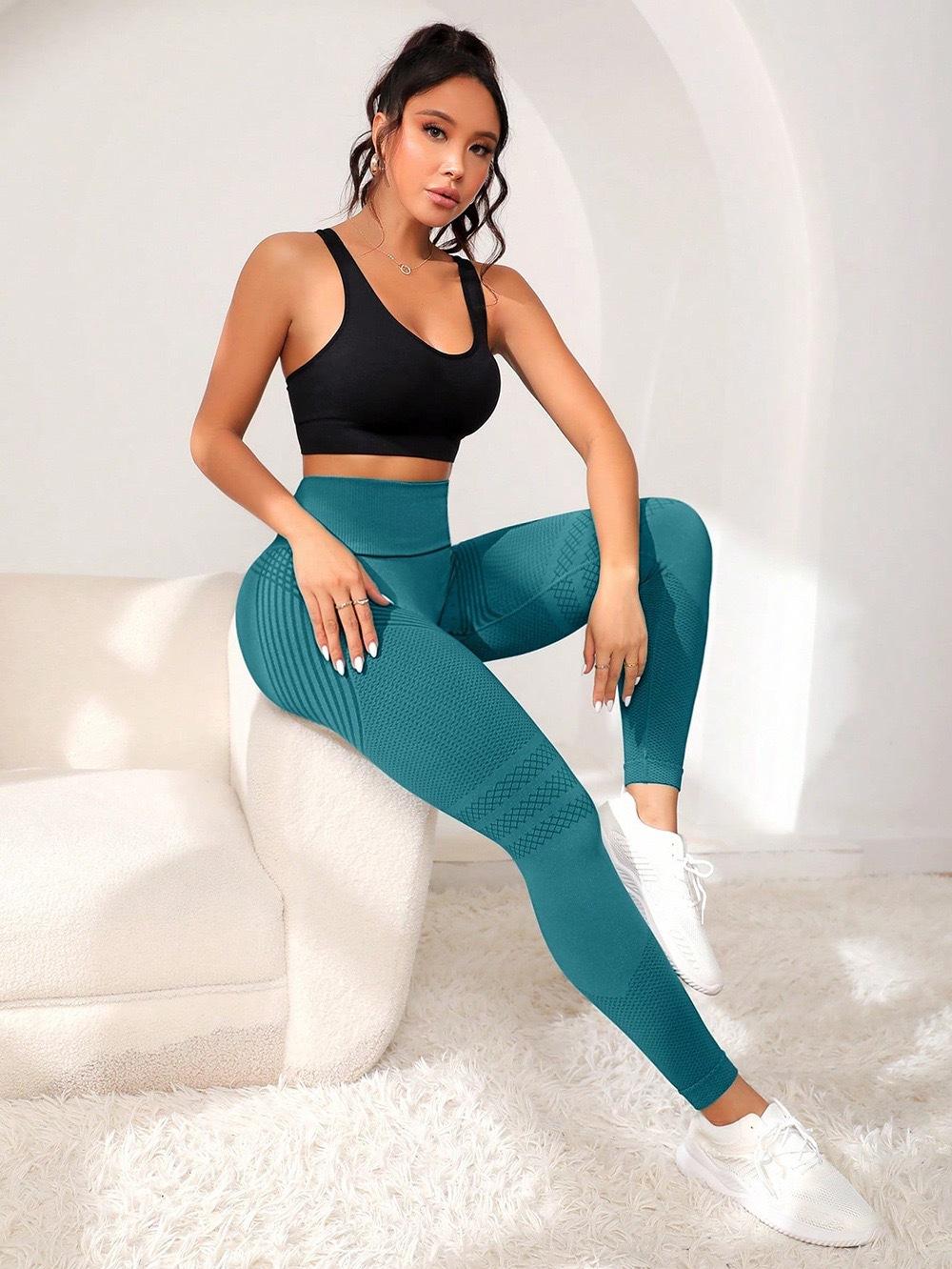 Seamless trendy tight-fitting sports leggings for women, high-waisted elastic fitness pants, running and yoga pants