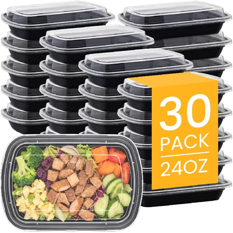 30Pack-24oz Meal Prep Containers Reusable with Lids - BPA-Free Plastic Food Storage Containers for Lunch, Portion Control, Weekly Meal Prep, Leftovers, Takeout - Microwave, Freezer Safe, Leak Proofkb