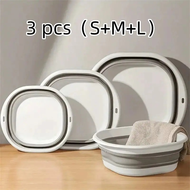 3 Pcs Collapsible Plastic Storage Basket Set with Carry Handles, Space Saving Foldable Laundry Organizer Baskets in Large Medium Small Sizes for Bathroom Bedroom Household Sundries Storage