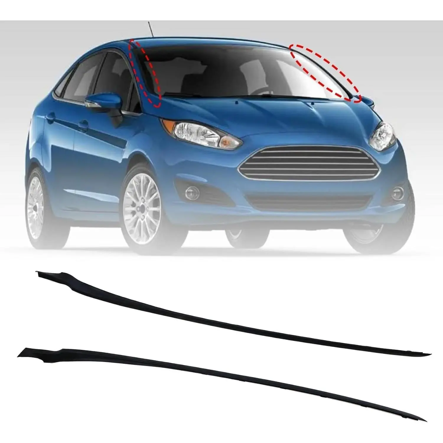 Front Left & Right Side A-Pillar Windshield Molding Trim AE8Z5403136A AE8Z5403137B Compatible with Ford Fiesta 2011 2012 2013 2014 2015 2016 2017 2018 2019 Passenger Driver Weatherstrip Seal