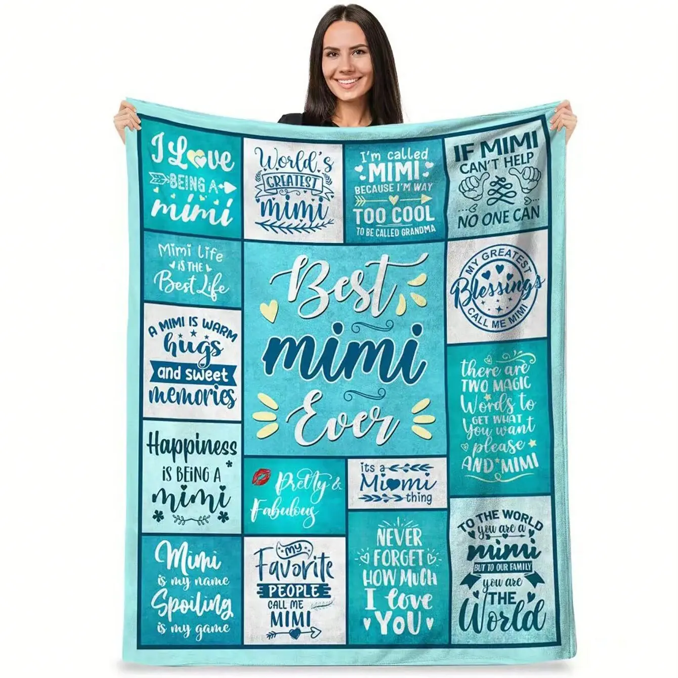 1pc Great Mimi Gift Blanket, 60"x50" Plush Throw, Best Birthday Present, Christmas Rug, Soft Cozy Bedspread, Sofa Cover, Personalized Room Decor