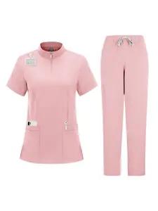 Men's Nursing Set Pocket Top Straight Leg Pants Work Nurse Uniform Frosted Clinical Beauty Salon Hospital Set
